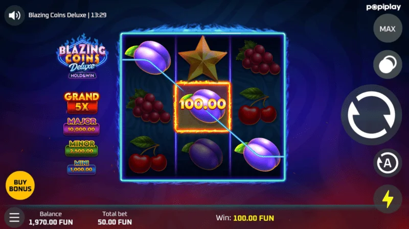 ชนะในเกมหลักของ Blazing Coins Deluxe