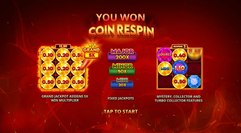 เหรียญ Respin ของ Blazing Coins Deluxe